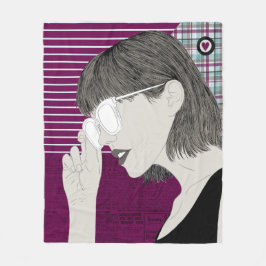 Trendig Snyggt Girl Chic Lila Collage Kärlek Heart Fleecefilt