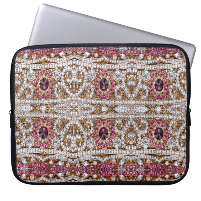 trendig snyggt guld burgundy rosa bohemian vid sil laptop fodral (Framsidan)