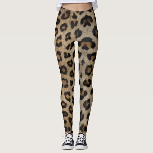 Trendig snyggt leopard päls chic för djurtryck leggings (Framsida)