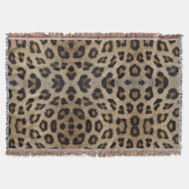 Trendig snyggt leopard päls tryckt djur mönster filt (Framsidan)