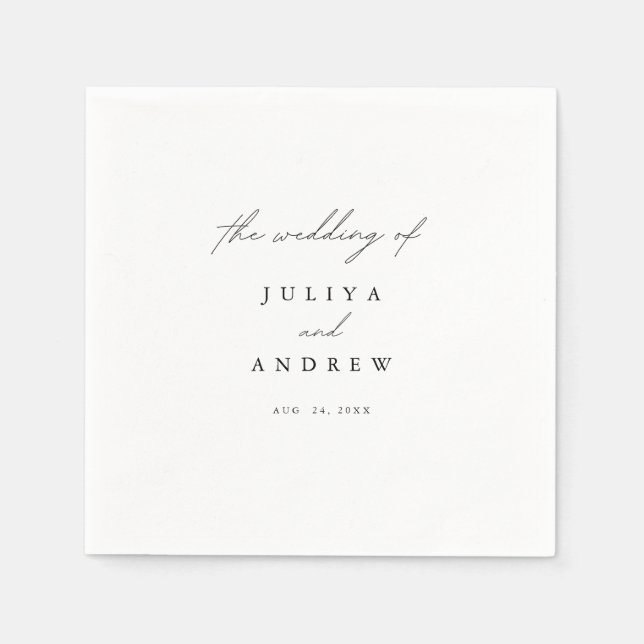 Trendig snyggt - minimalistiskt skript bröllop pappersservett (Framsidan)