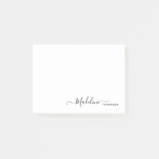 Trendig Snyggt Modern Girly Script Black Post-it Block