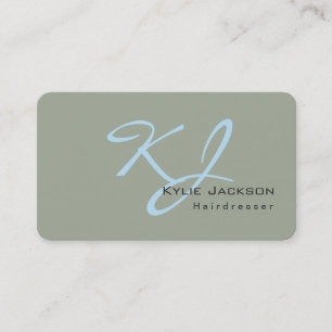Trendig Snyggt Monogram Grått Blue Hairdresser Visitkort