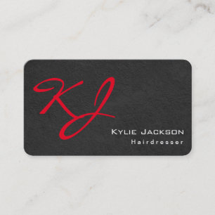Trendig Snyggt Monogram Grått Red Hairdresser Visitkort