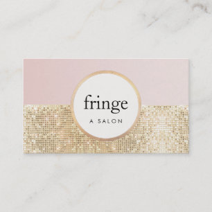 Trendig Snyggt Rosa och Guld Sequin Beauty Salon Visitkort