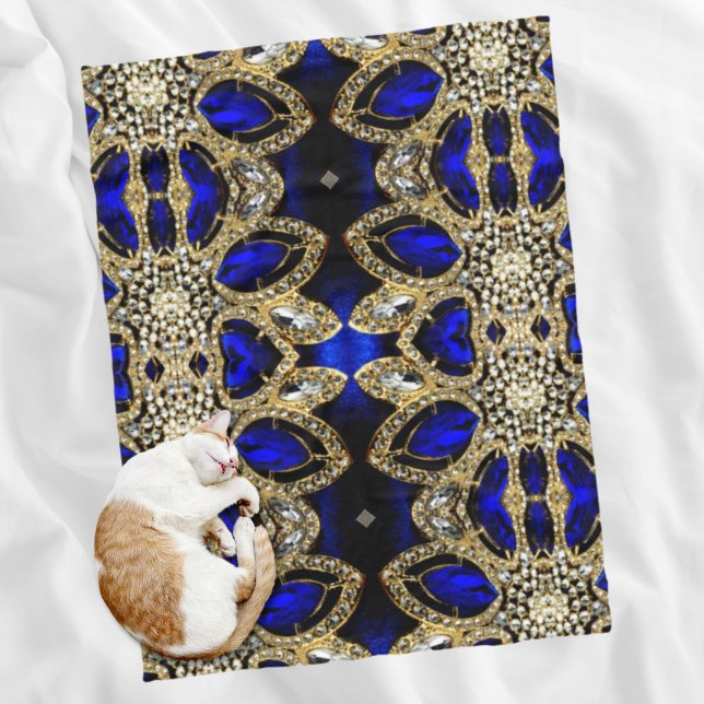 trendig snyggt turkos guld silver (blått) fleecefilt (trendy stylish turquoise gold silver deep blue fleece blanket)