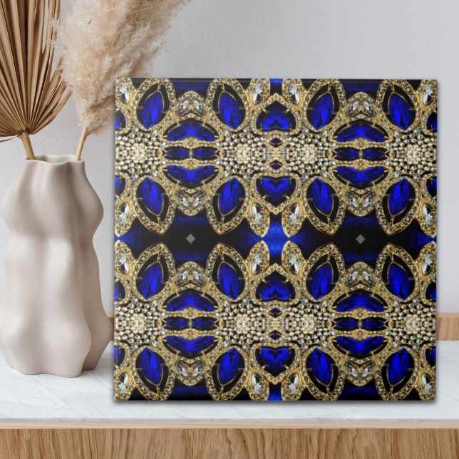 trendig snyggt turkos guld silver (blått) kakelplatta (trendy stylish turquoise gold silver deep blue ceramic tile)