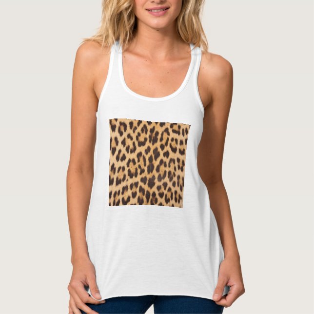 trendig snyggt vild safari leopard print linne med racerback  (Framsida)