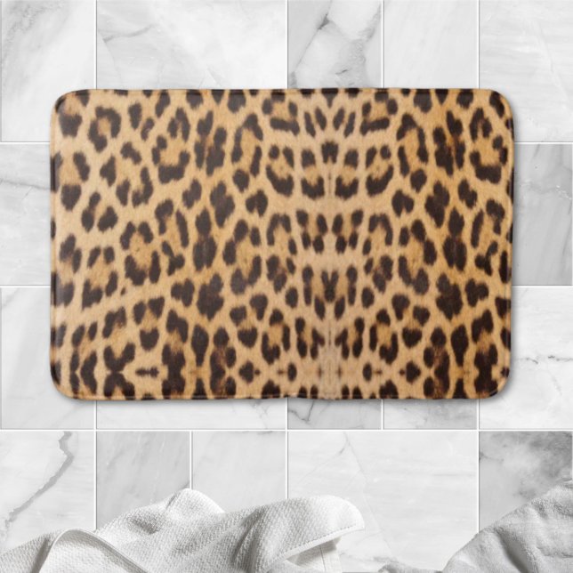 trendig snyggt vild safari mode leopard print badrumsmatta (trendy stylish wild safari fashion leopard print bath mat)
