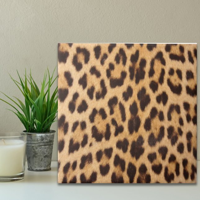 trendig snyggt vild safari mode leopard print kakelplatta (trendy stylish wild safari fashion leopard print ceramic tile)