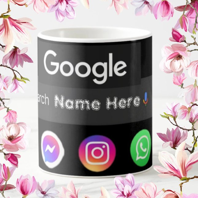 Trendig Social Media Icons Google Search Pub Black Kaffemugg (Skapare uppladdad)