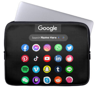 Trendig Social Media Icons Google Search Pub Black Laptop Fodral