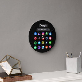 Trendig Social Media Icons Google Search Pub Black Rund Klocka
