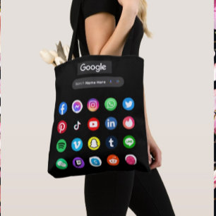 Trendig Social Media Icons Google Search Pub Black Tygkasse