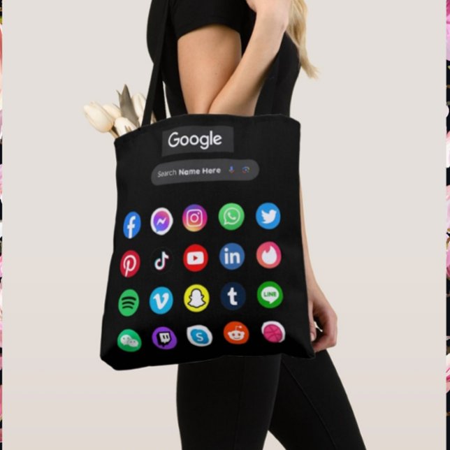 Trendig Social Media Icons Google Search Pub Black Tygkasse (Skapare uppladdad)