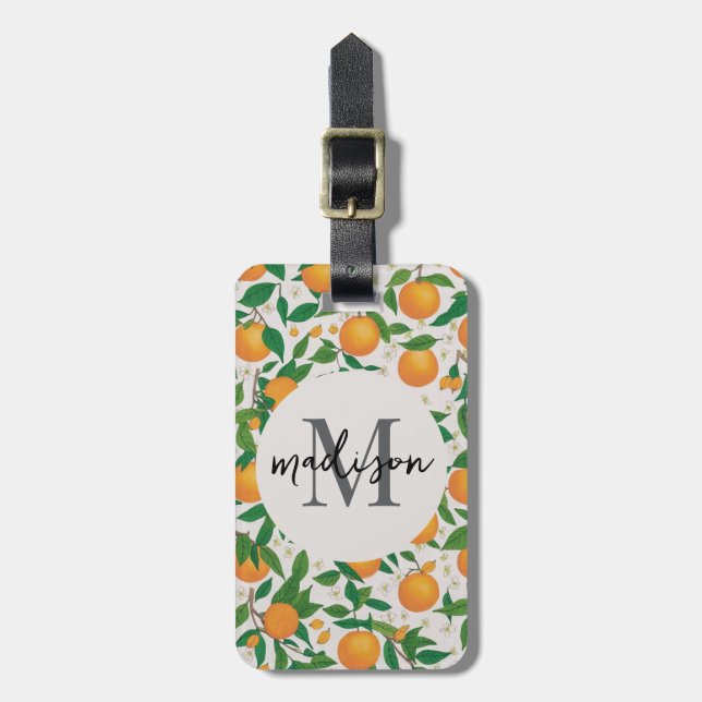 Trendig SommarOrangar Citrus Fruit Blommar Mönster Bagagebricka (Vertikal Framsida)