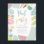 Trendig Sommarskript Bassäng Party, sötare 16 föde Inbjudan Vykort<br><div class="desc">Fira din 16:e födelsedag med de här trendigen sommarfödelserbjudanden! Med tropiska löv,  flamingo bassäng flyter,  iskrämer,  ananas,  drycker,  kokosnöt,  vattenmelon,  handdukar,  flip-flops. "Bassäng Party" visas i ett sött,  färglöst skript. Anpassa enkelt dina party-detaljer i en enkel typografi. Återvänd till handritad linjer mot pastellblå bakgrund.</div>