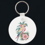 Trendig Sommarstrand Parrot och Hibiscus Flowers Nyckelring<br><div class="desc">Trendig Sommarstrand Parrot och Hibiscus Flowers nyckelkedja</div>