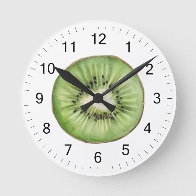 Trendig sommarvattenfärg frukt Kiwi  Rund Klocka (Framsida)
