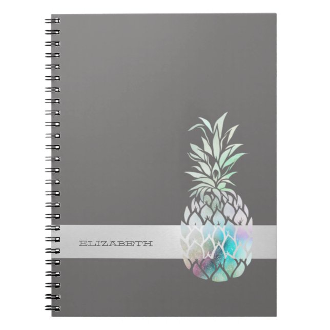 Trendig söt ananas,randig -Personlig  Anteckningsbok (Framsidan)