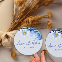 Trendig Söt Blåa blommor Blommigt Bröllop Sticker