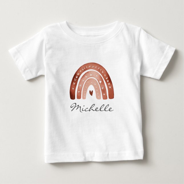 Trendig Söt Boho Akvarell Regnbåge Personlig T Shirt (Framsida)
