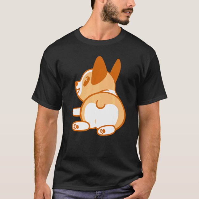 Trendig söt Corgi stjärt Premium T Shirt (Framsida)