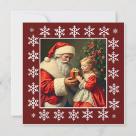 Trendig Söt Färgrik Vintage Rustik Tomte  Julkort