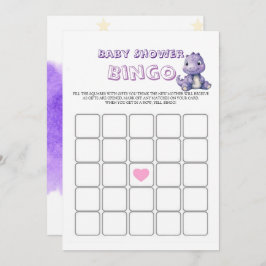 Trendig Söt Lila Dinosaur Baby Shower Bingo