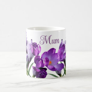 Trendig, söt modern boho lila crocus blommigt Mors Kaffemugg