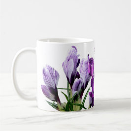Trendig, söt modern boho lila crocus blommigt Mors Kaffemugg