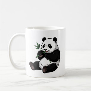 Trendig söt panda björn med grönska bambu kaffemugg