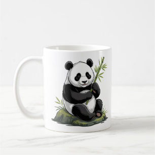 Trendig söt panda björn med grönska bambu kaffemugg