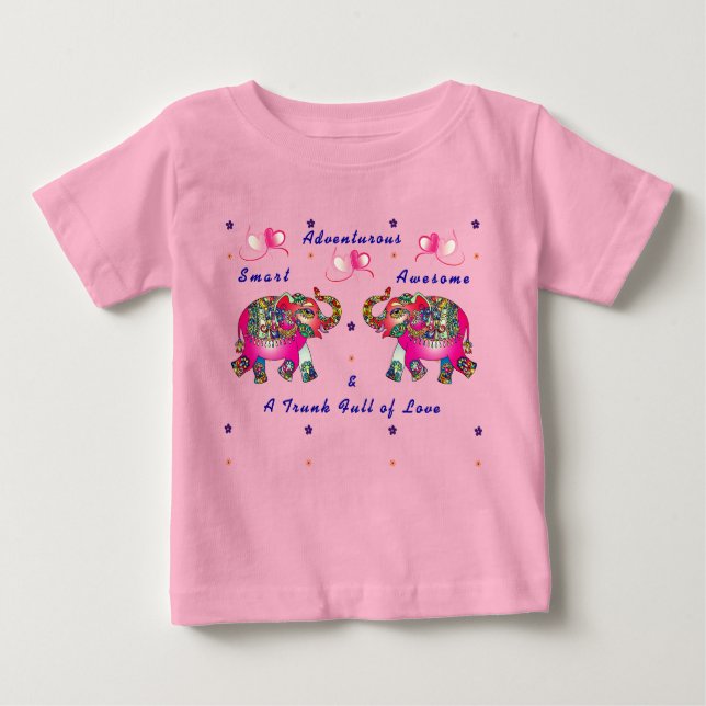 Trendig söt småbarn konstnärlig elefantbaby t-shir t shirt (Framsida)