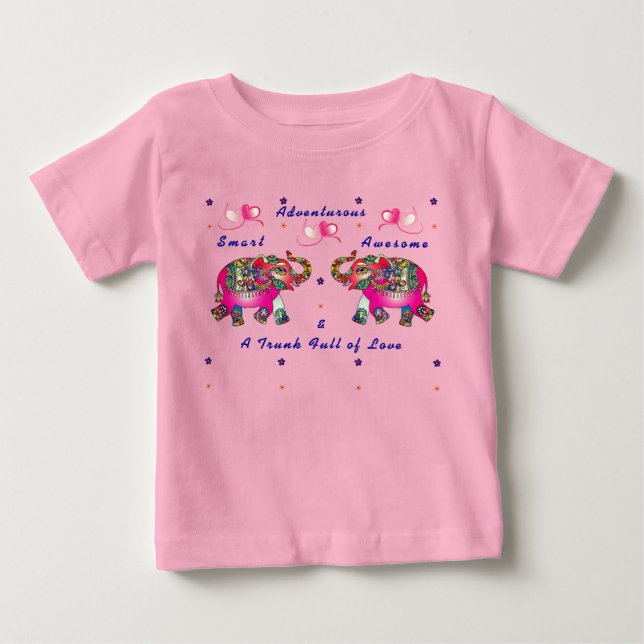 Trendig söt småbarn konstnärlig elefantbebis t-shi t shirt (Framsida)