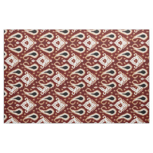 Trendig Söt Taupe Red Brown Ikat Tribal Mönster Tyg
