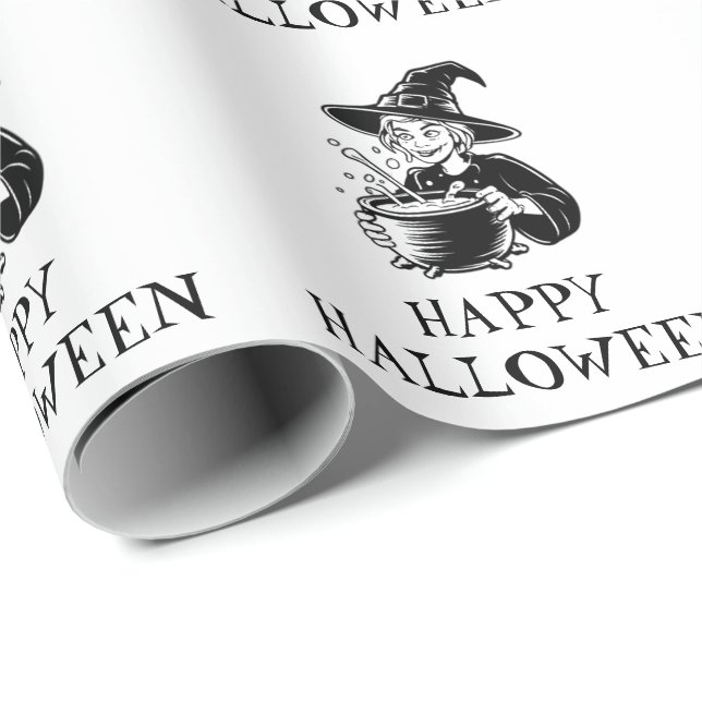 Trendig Spooky Halloween witch Cauldron Presentpapper (Rullad Hörn)