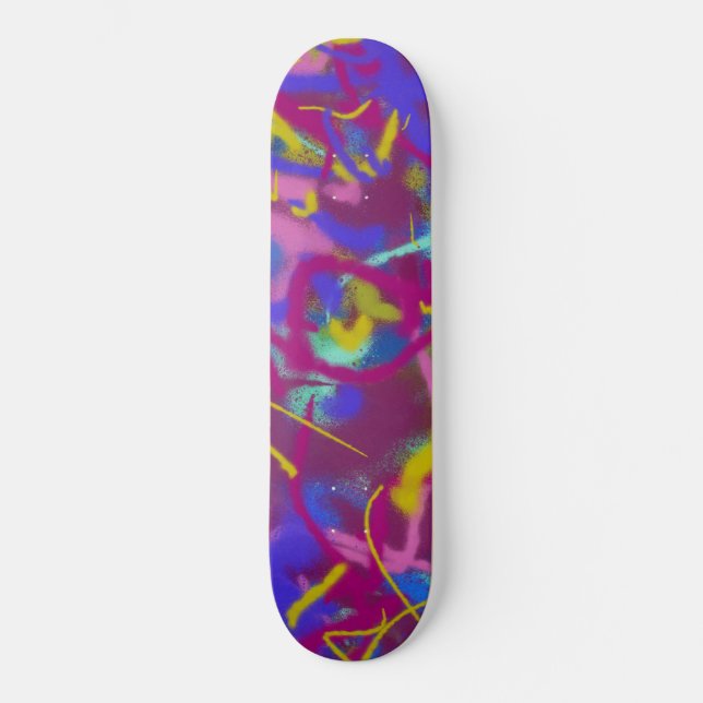 Trendig Sprayfärg Lila Blå Mönster Skateboard (Framsida)