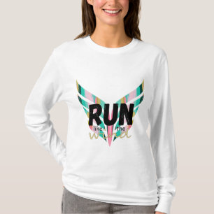 Trendig springa som vinden som kör skjortmålning t shirt