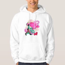 Trendig stads promenad med söt röd hund hoodie