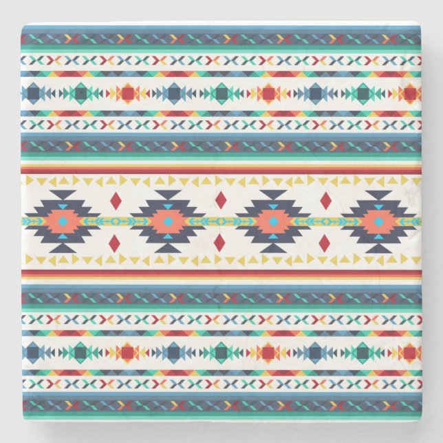 trendig stametnisk geometrisk mönster underlägg sten (Framsidan)