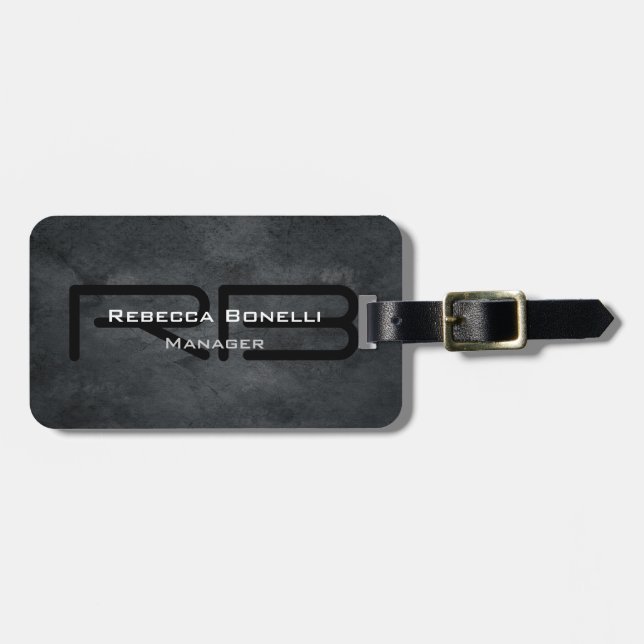 Trendig Stil Grått Monogram minimalistiskt enkelt- Bagagebricka (Horisontell Framsida)