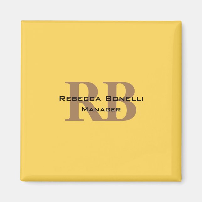 Trendig Stil Monogram Minimalistisk Enkel Gul Magnet (Framsidan)