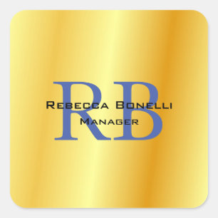 Trendig Stil Monogram minimalistiskt Plain Guld Fä Fyrkantigt Klistermärke