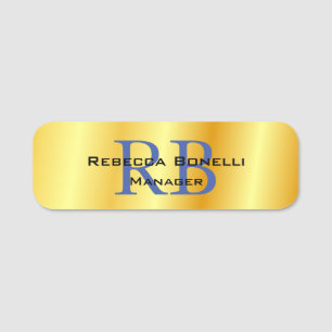 Trendig Stil Monogram minimalistiskt Plain Guld Fä Namnbricka
