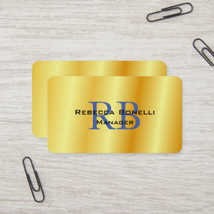 Trendig Stil Monogram minimalistiskt Plain Guld Fä Visitkort