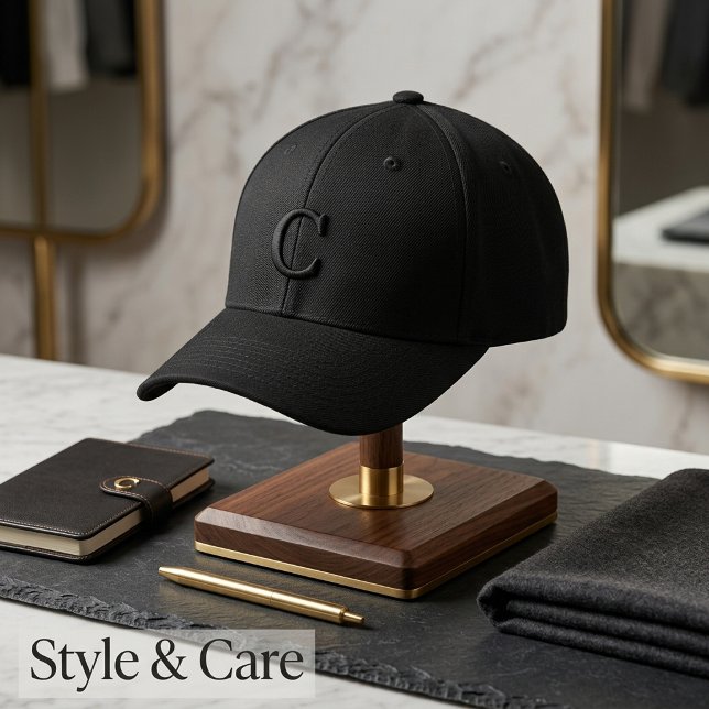 Trendig Stilren Anpassad Monogram Broderad Keps (Trendy Stylish Custom Monogram Embroidered Baseball Cap)