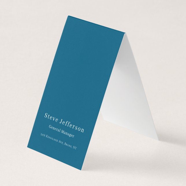 Trendig Stilren Elegant Minimalistisk Enkel Blå Visitkort (Framsida)