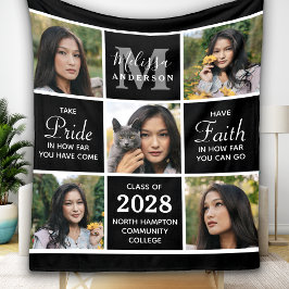 Trendig Student 5 Photo Collage Black Studenten Fleecefilt