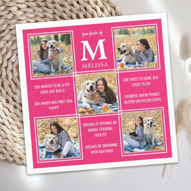 Trendig Studenten Roligt Facts Photo Collage Napki Pappersservett (Skapare uppladdad)